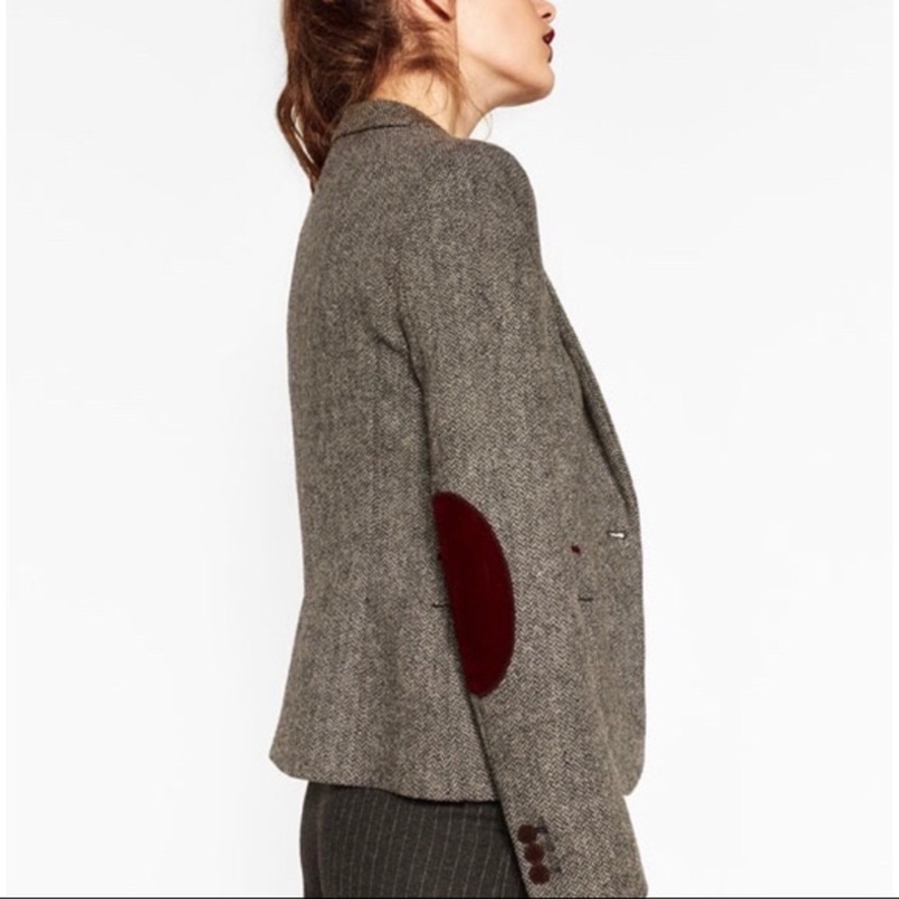 Zara Gray Plaid Oversized Blazer